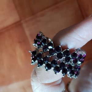 Cherry Purple Rhinestone Hoop Earrings